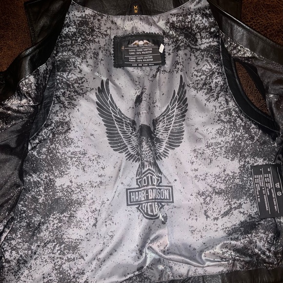 Harley-Davidson RN 103819 vintage Black Leather Women's vest M - Picture 5 of 11